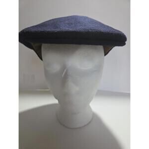 Burberry Men's Navy Blue Vintage Wool Flat Cap
